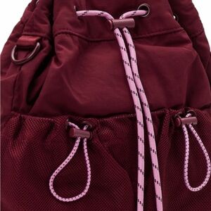 Maroon Drawstring Backpack with Pink Accents  lightweight   New